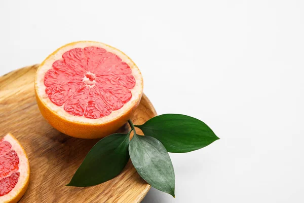 Plate Fresh Grapefruit White Background — Stock Photo, Image