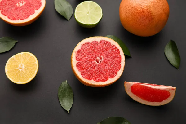 Fresh Citrus Fruits Dark Background — Stock Photo, Image