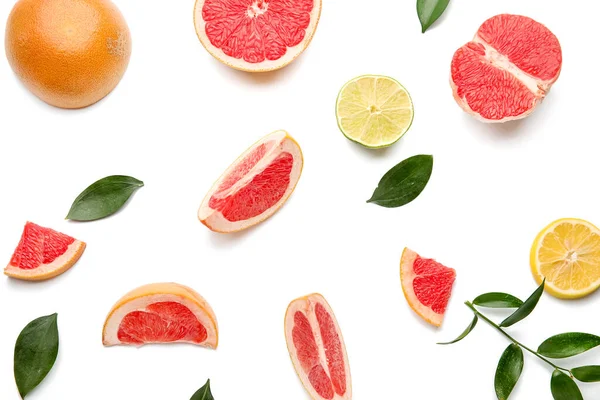 Frissen Vágott Citrusfélék Fehér Alapon — Stock Fotó