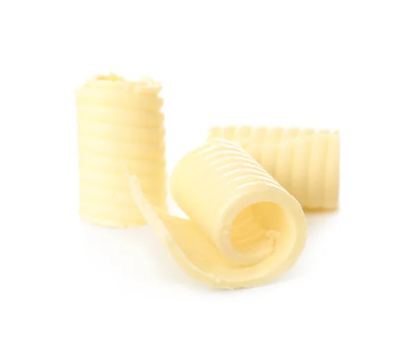 Curls Fresh Butter White Background — Stock Photo, Image