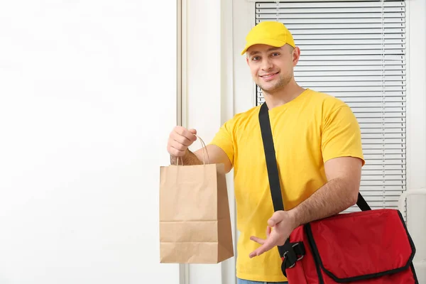 Courier Food Delivery Service Customer Door — Stock Photo, Image
