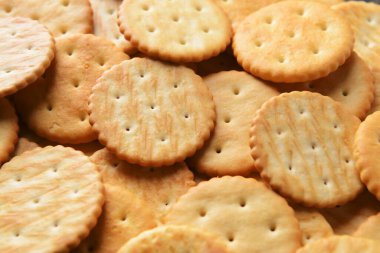 Arkaplan olarak lezzetli krakerler, yakın plan