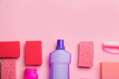 Renk arkaplanına temizleme malzemeleri