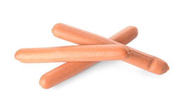 Beyaz arka planda lezzetli vejetaryen sosisleri