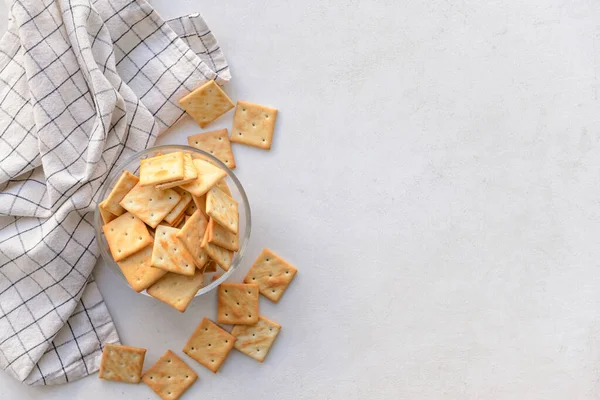 Bowl Crackers Light Background — Stock Photo, Image