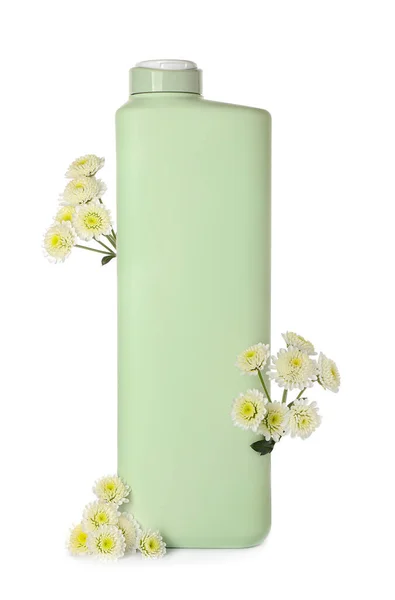 Пляшка Гелю Душу Квітів Білому Тлі — стокове фото