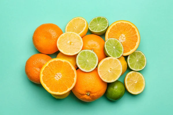 Fresh Citrus Fruits Color Background — Stock Photo, Image