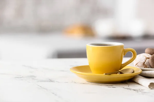Kopje Warme Koffie Tafel Café — Stockfoto