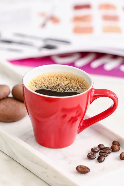 Kopje Warme Koffie Tafel Café — Stockfoto