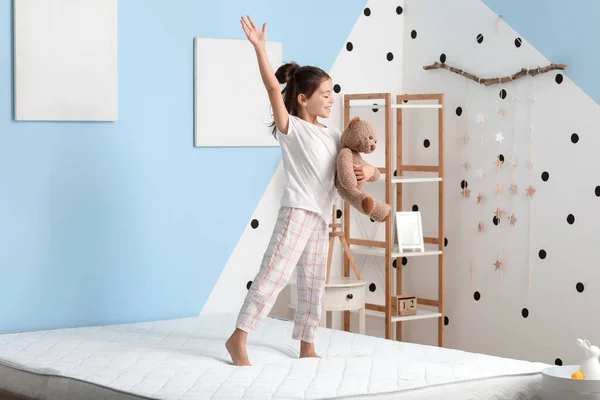 Morning Cute Little Girl Bedroom — Stock Photo, Image