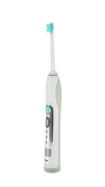 Beyaz arkaplanda elektrikli diş fırçası