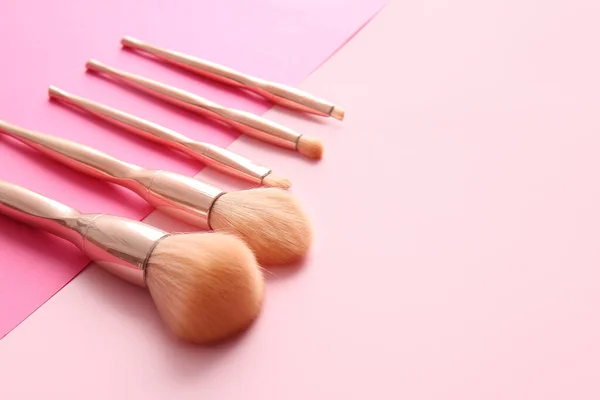 Snygg Makeup Borstar Färg Bakgrund — Stockfoto