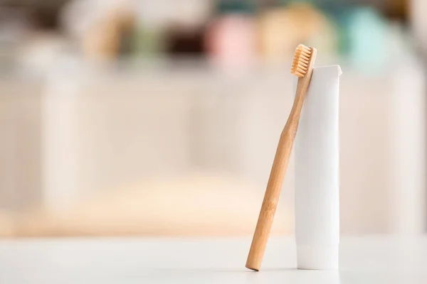 Tooth Brush Paste Blurred Background — Stock Photo, Image