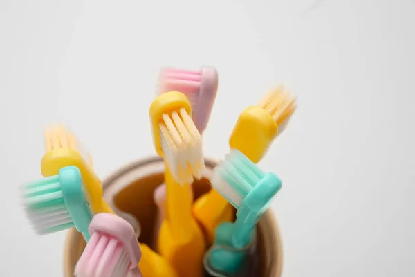 Holder Tooth Brushes White Background Closeup — Stock Photo, Image