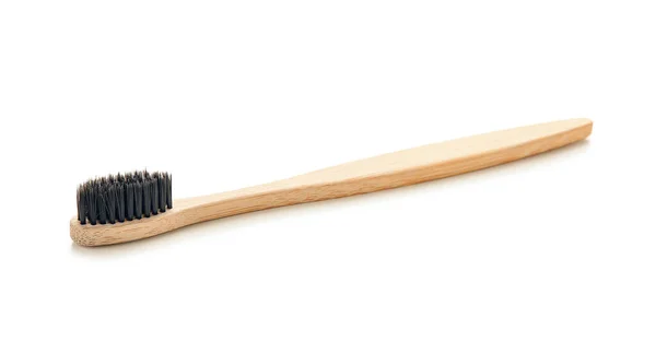 Beyaz Arkaplanda Tahta Diş Fırçası — Stok fotoğraf