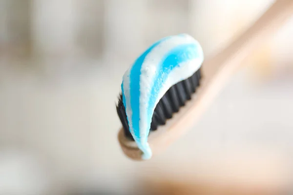 Tooth Brush Paste Blurred Background Closeup — Stock Photo, Image