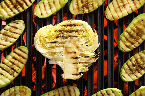 Tasty Squashes Cabbage Cooking Grill — Stock Photo, Image