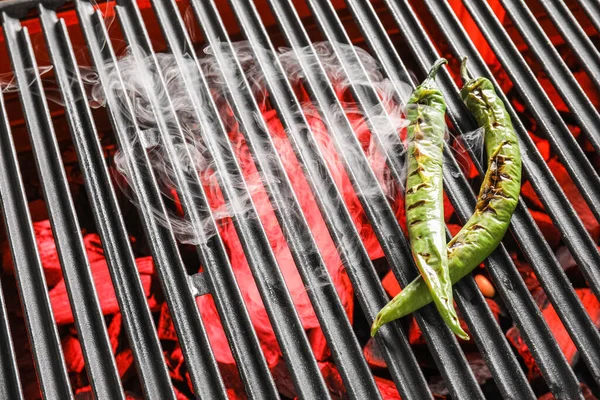 Tasty Peppers Cooking Grill — Stock Photo, Image