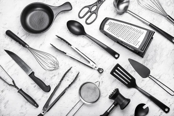 Набір Кухонного Посуду Світлому Фоні — стокове фото