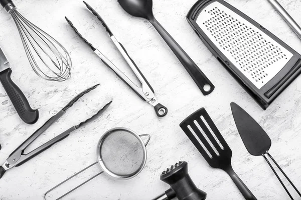 Set Kitchen Utensils Light Background — Stock Photo, Image