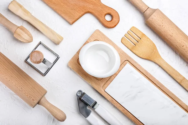 Set Kitchen Utensils Light Background — Stock Photo, Image