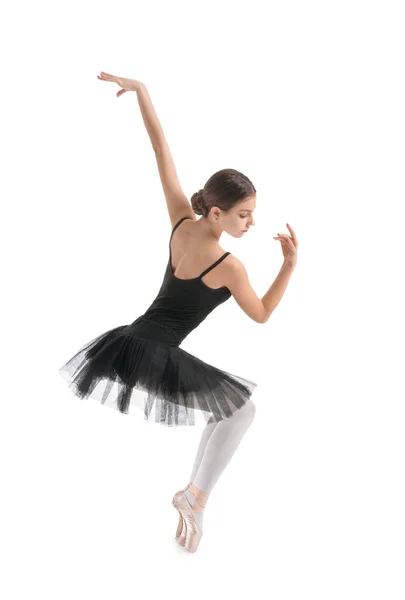 Красивая Молодая Балерина Белом Фоне — стоковое фото