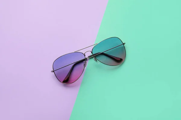 Stylish Sunglasses Color Background — Stock Photo, Image