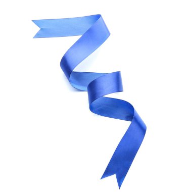 Beyaz arkaplanda mavi kurdele