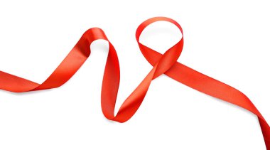 Beyaz arkaplanda kırmızı kurdele