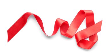 Beyaz arkaplanda kırmızı kurdele