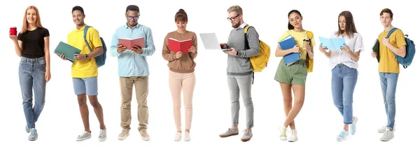 Verschillende Studenten Witte Achtergrond — Stockfoto