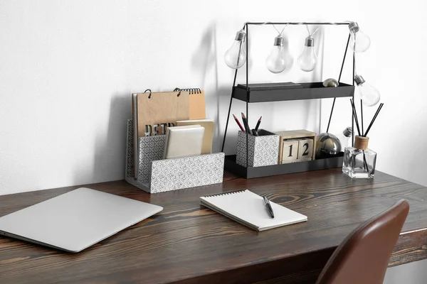 Modern Workplace Organizer Laptop Room — Stock Photo, Image