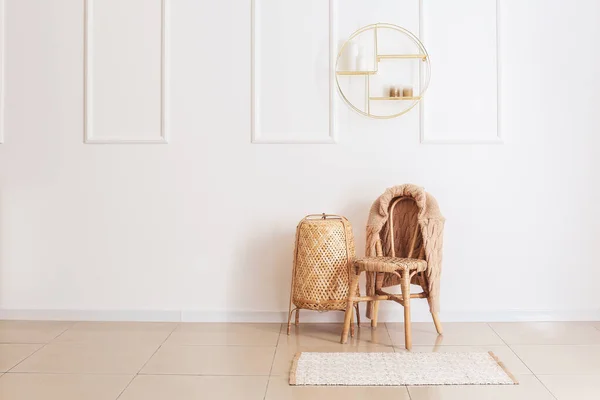 Kursi Wicker Interior Ruangan Modern — Stok Foto
