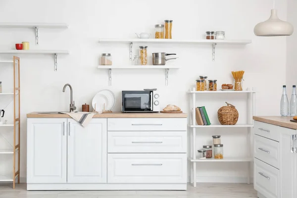 Interior Elegante Cozinha Moderna — Fotografia de Stock