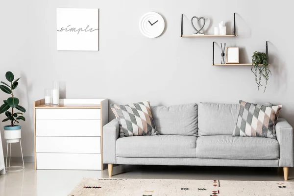 Modern Living Room Chest Drawers Sofa — Stock Photo, Image