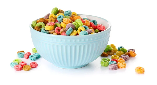 Bowl Cereal Rings White Background — Stock Photo, Image