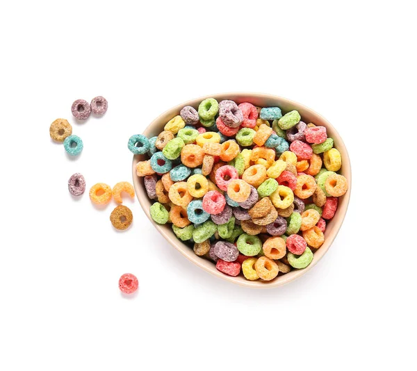 Bowl Cereal Rings White Background — Stock Photo, Image