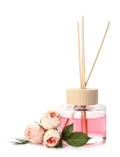 Reed Diffuser Roses White Background — Stock Photo, Image