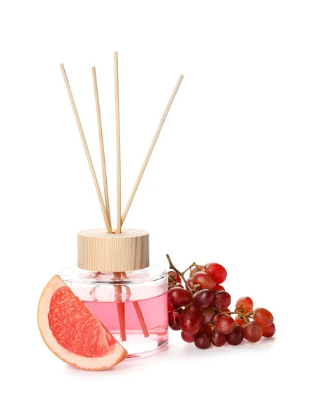 Reed Diffuser Grape Grapefruit White Background — Stock Photo, Image