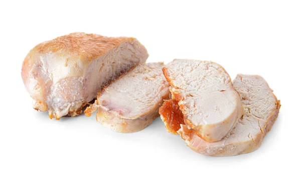 Cut Roasted Chicken Fillet White Background — Stock Photo, Image