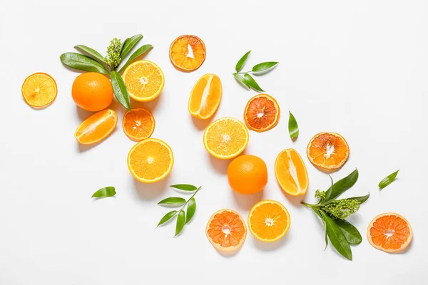 Ripe Tasty Oranges White Background — Stock Photo, Image