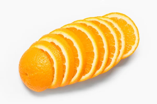 Snijwonden Van Verse Sinaasappel Witte Achtergrond — Stockfoto
