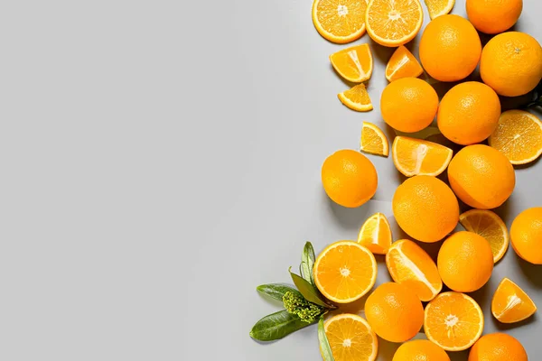 Ripe Tasty Oranges Light Background — Stock Photo, Image