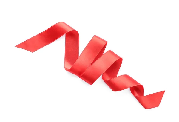 Red Ribbon White Background — Stock Photo, Image