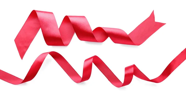 Red Ribbons White Background — Stock Photo, Image