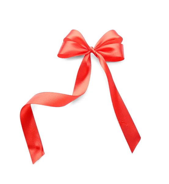 Beautiful Red Ribbon Bow White Background — Stock Photo, Image