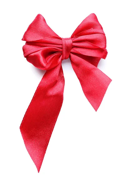 Beautiful Red Ribbon Bow White Background — Stock Photo, Image