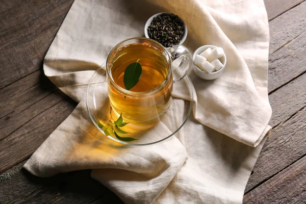 Cup Green Tea Wooden Background — Stock Photo, Image