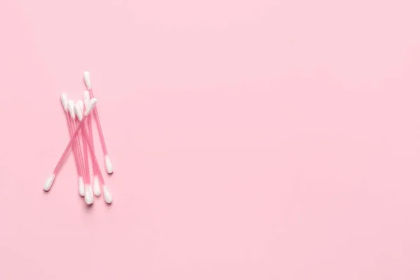 Cotton Swabs Color Background — Stock Photo, Image