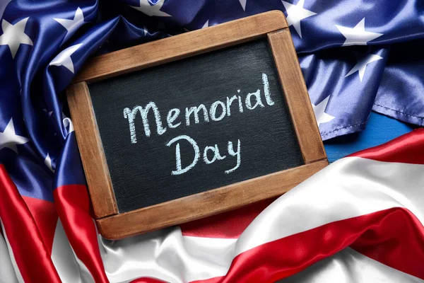 Tafel Mit Text Memorial Day Und Usa Flagge — Stockfoto